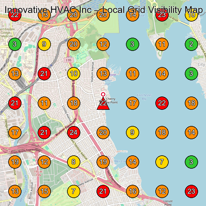 Innovative HVAC Inc Hvac Contractor GeoGrid ranking map for Bronx NY